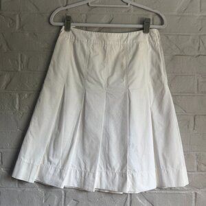 Made in Italy 100% Cotton Pleated A-Line Skirt - White - Size S